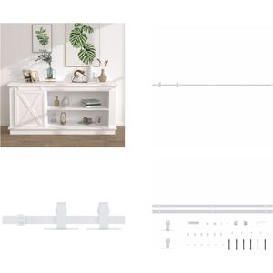 vidaXL Ophangset voor minischuifdeur 200 cm koolstofstaal wit - Montageset Voor Schuifdeuren - Montagesets Voor Schuifdeuren - Schuifdeur Ophangset - Schuifdeurrails