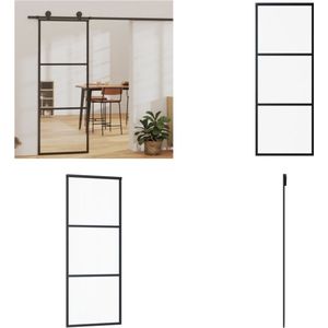 vidaXL Schuifdeur 76x205 cm ESG-glas en aluminium zwart - Schuifdeur - Schuifdeuren - Glijdeur - Glijdeuren