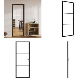 vidaXL Binnendeur 76x201-5 cm ESG-glas en aluminium zwart - Binnendeur - Binnendeuren - Deur - Glazen Deur