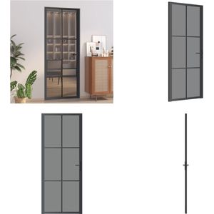vidaXL Binnendeur 83x201-5 cm ESG-glas en aluminium zwart - Binnendeur - Binnendeuren - Deur - Deuren