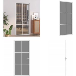 vidaXL Binnendeur 93x201-5 cm ESG-glas en aluminium wit - Binnendeur - Binnendeuren - Deur - Deuren