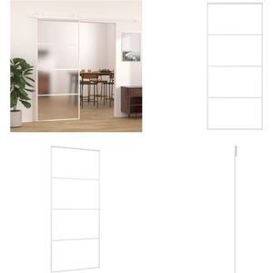 vidaXL Schuifdeur 90x205 cm mat ESG-glas en aluminium wit - Schuifdeur - Schuifdeuren - Glijdeur - Deur