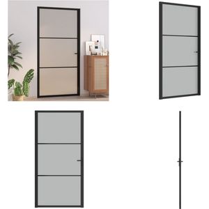 vidaXL Binnendeur 102-5x201-5 cm matglas en aluminium zwart - Binnendeur - Binnendeuren - Deur - Deuren