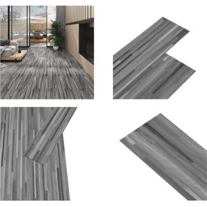 vidaXL Vloerplanken niet-zelfklevend 5,26 m² 2 mm PVC gestreept grijs - Vloerplanken - Vloerplanken - Vloertegels - Vloertegels