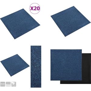 vidaXL Tapijttegels 20 st 5 m² 50x50 cm donkerblauw - Tapijttegel - Tapijttegels - Tapijt Tegel - Tapijt Tegels