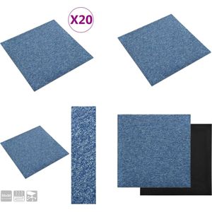 vidaXL Tapijttegels 20 st 5 m² 50x50 cm blauw - Tapijttegel - Tapijttegels - Tapijt Tegel - Tapijt Tegels