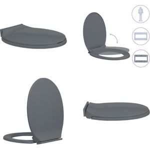 vidaXL Toiletbril soft-close ovaal grijs - Toiletbril - Toiletbrillen - Wc-bril - Wc-brillen