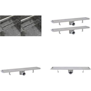 vidaXL Doucheafvoer 2 st rechthoekig 630x140 mm roestvrij staal - Doucheafvoer - Doucheafvoeren - Doucheputje - Doucheputjes