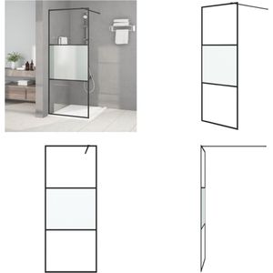 vidaXL Inloopdouchewand 80x195 cm halfmat ESG-glas zwart - Douchewand - Douchewanden - Douchescherm - Badwand