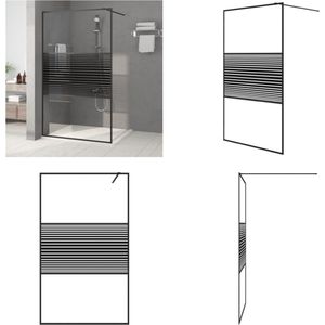 vidaXL Inloopdouchewand 115x195 cm transparant ESG-glas zwart - Douchewand - Douchewanden - Douchescherm - Badwand