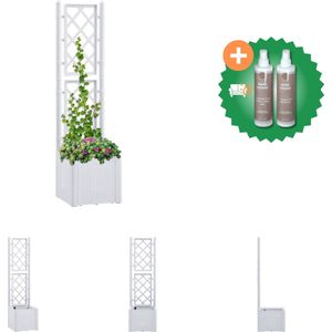 vidaXL Plantenbak hoog met latwerk en zelfbewateringssysteem wit Bloempot Inclusief Onderhoudsset