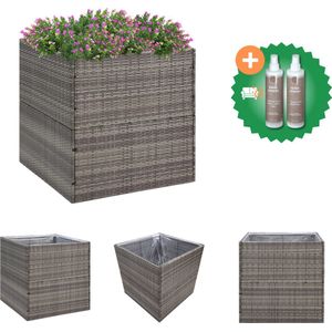 vidaXL Plantenbak 80x80x80 cm poly rattan grijs Bloempot Inclusief Onderhoudsset