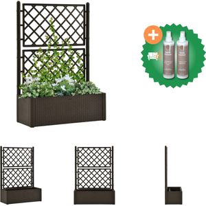 vidaXL Plantenbak hoog met latwerk en zelfbewateringssysteem mokka Bloempot Inclusief Onderhoudsset