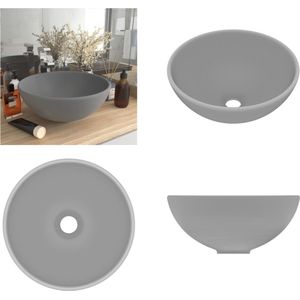 vidaXL Wastafel rond 32,5x14 cm keramiek mat lichtgrijs - Luxe Wasbak - Luxe Wasbakken - Keramische Wastafel - Keramische Wastafels