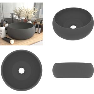 vidaXL Wastafel rond 40x15 cm keramiek mat donkergrijs - Luxe Wasbak - Luxe Wasbakken - Keramische Wastafel - Keramische Wastafels