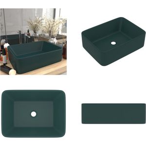vidaXL Wastafel 41x30x12 cm keramiek mat donkergroen - Luxe Wasbak - Luxe Wasbakken - Keramische Wastafel - Keramische Wastafels
