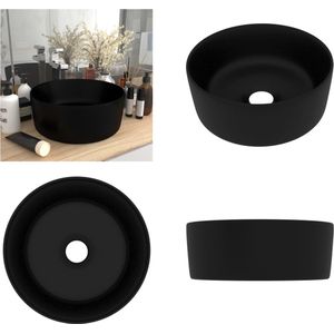 vidaXL Wastafel rond 40x15 cm keramiek matzwart - Luxe Wasbak - Luxe Wasbakken - Keramische Wastafel - Keramische Wastafels