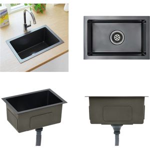 Handgefertigte Küchenspüle Schwarz Edelstahl - Küchenspüle - Küchenspülen - Home & Living