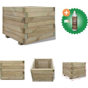 vidaXL Plantenbak verhoogd vierkant 50x50x40 cm hout Bloempot Inclusief Houtreiniger en verfrisser