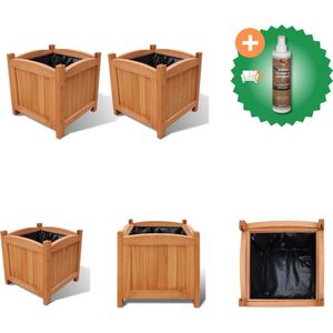 vidaXL Plantenbakken verhoogd 2 st 30x30x30 cm hout Bloempot Inclusief Houtreiniger en verfrisser