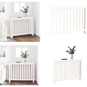vidaXL Radiatorombouw 108,5x19x84 cm massief grenenhout wit - Radiatorombouw - Radiatorhoes - Radiatorbekleding - Verwarmingshoes