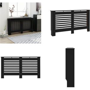 vidaXL Radiatorombouw 152x19x81 cm MDF zwart - Radiatorombouw - Radiatorombouwen - Radiator Ombouw - Radiator Ombouwen