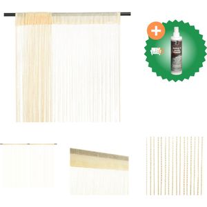 vidaXL Vliegengordijn - Polyester - 100 x 250 cm - Crème - Gordijn - Inclusief Reiniger