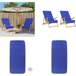 vidaXL Strandhanddoeken 2 st 400 g/m² 60x135 cm stof koningsblauw - Strandhanddoek - Strandhanddoeken - Strand Handdoek - Badhanddoek