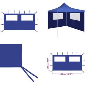 vidaXL Prieelzijwand met ramen 4x2 m blauw - Zijwand - Zijwanden - Partytent - Partytenten