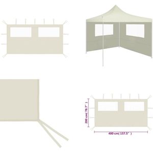 vidaXL Prieelzijwand met ramen 4x2 m crèmekleurig - Zijwand - Zijwanden - Partytent - Partytenten