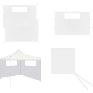 vidaXL Prieelzijwanden met ramen 2 st wit - Zijwand - Zijwanden - Partytent - Partytenten