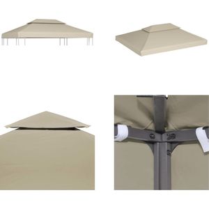 vidaXL Vervangend tentdoek prieel 310 g/m² 3x4 m beige - Partytent Doek - Partytent Doeken - Partytent Dak - Partytent Daken