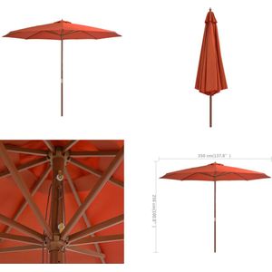 vidaXL Parasol met houten paal 350 cm terracottakleurig - Parasol - Parasols - Buitenparasol - Buitenparasols