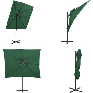 vidaXL Zweefparasol met dubbel dak 250x250 cm groen - Zweefparasol - Zweefparasols - Parasol - Tuinparasol