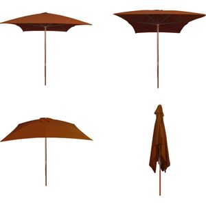 vidaXL Parasol met houten paal 200x300 cm terracottakleurig - Parasol - Parasols - Tuin Parasol - Tuin Parasols