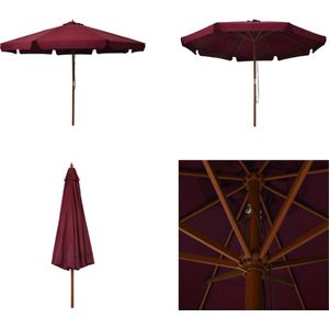 vidaXL Parasol met houten paal 330 cm bordeauxrood - Parasol - Parasols - Buitenparasol - Buitenparasols
