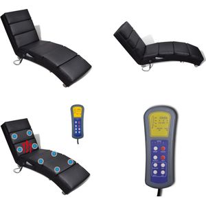 vidaXL Massagelounger kunstleer zwart - Massagestoel - Massagestoelen - Elektrische Massagestoelen - Massagestoelen & Relaxfauteuils