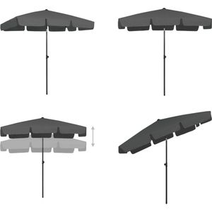 vidaXL Strandparasol 200x125 cm antracietkleurig - Strandparasol - Strandparasols - Parasol - Parasols