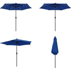 vidaXL Parasol met LED-verlichting en aluminium paal 270 cm azuurblauw - Parasol - Parasols - Buitenparasol - Buitenparasols