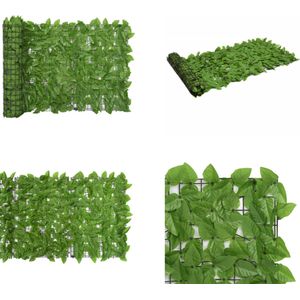 vidaXL Balkonscherm met groene bladeren 600x75 cm - Balkonscherm - Balkonschermen - Privacyscherm - Privacyschermen