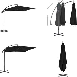 vidaXL Zweefparasol met stalen paal 250x250 cm zwart - Zweefparasol - Zweefparasols - Parasol - Parasols