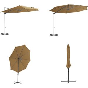 vidaXL Zweefparasol met stalen paal 300 cm taupe - Zweefparasol - Zweefparasols - Parasol - Tuinparasol