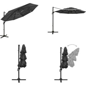 Sonnenschirm mit Aluminium-Mast 4-lagig Anthrazit 3x3 m - Gartenschirm - Sonnenschutz - Polyester - Aluminium - Anthrazit - Home & Living