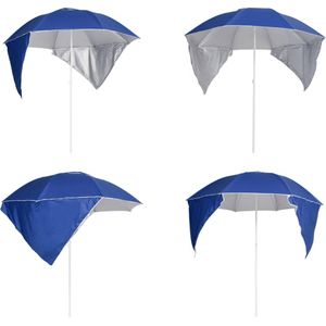 vidaXL Strandparasol met zijwanden 215 cm blauw - Strandparasol - Strandparasols - Parasol - Tuinparasol