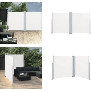 vidaXL Tuinscherm uittrekbaar dubbel 170x600 cm crème - Windscherm - Windschermen - Zijscherm - Zijschermen