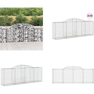 vidaXL Schanskorven 30 st gewelfd 300x50x100/120 cm ijzer - Schanskorfmand - Schanskorfmanden - Schanskorf - Schanskorfmuur