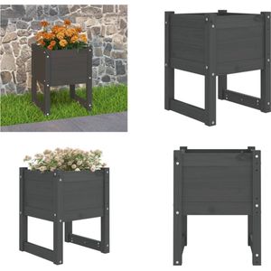 vidaXL Plantenbak 40x40x52,5 cm massief grenenhout grijs - Plantenbak - Plantenbakken - Verhoogde Plantenbak - Kweekbak
