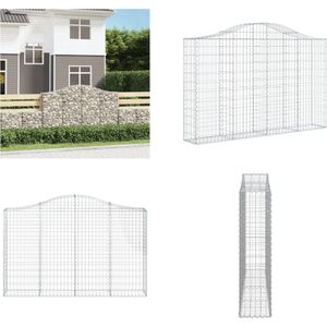 vidaXL Schanskorf gewelfd 200x30x120/140 cm gegalvaniseerd ijzer - Schanskorfmand - Schanskorfmanden - Schanskorf - Schanskorfmuur