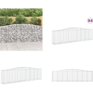 vidaXL Schanskorven 4 st gewelfd 400x50x100/120 cm ijzer - Schanskorfmand - Schanskorfmanden - Schanskorf - Schanskorfmuur