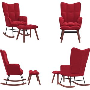 Vidaxl - Schaukelstuhl mit Hocker Samt Weinrot - Samtsofa - Weinroter Stuhl - Lounge Chair - Schaukelstuhl - Relax Sessel - Home & Living